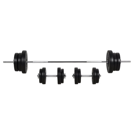 65Kg Adjustable Barbell Weights Set, 2-In-1 Dumbbells and Barbell Set with Knurled Bar, Free Weights Training Equipment